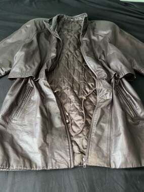 Vintage Genuine Leather Brown Quilted Lined Jacket Coat